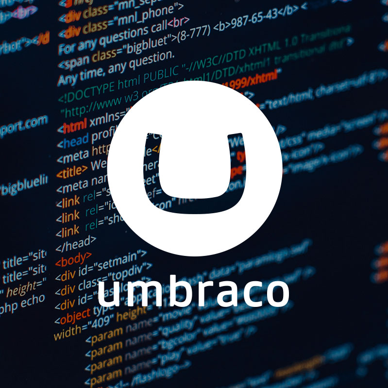 Codinghintergrund mit Umbraco Logo