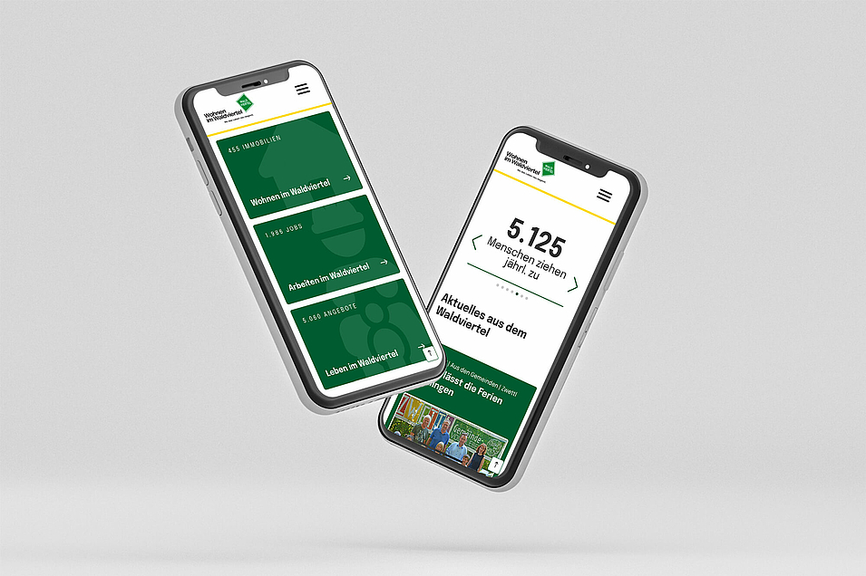 Screen am Handy mit Contenseiten