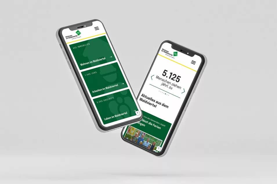 Screen am Handy mit Contenseiten