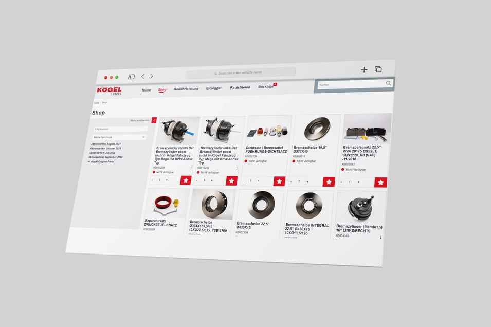 Screen von Produktübersicht