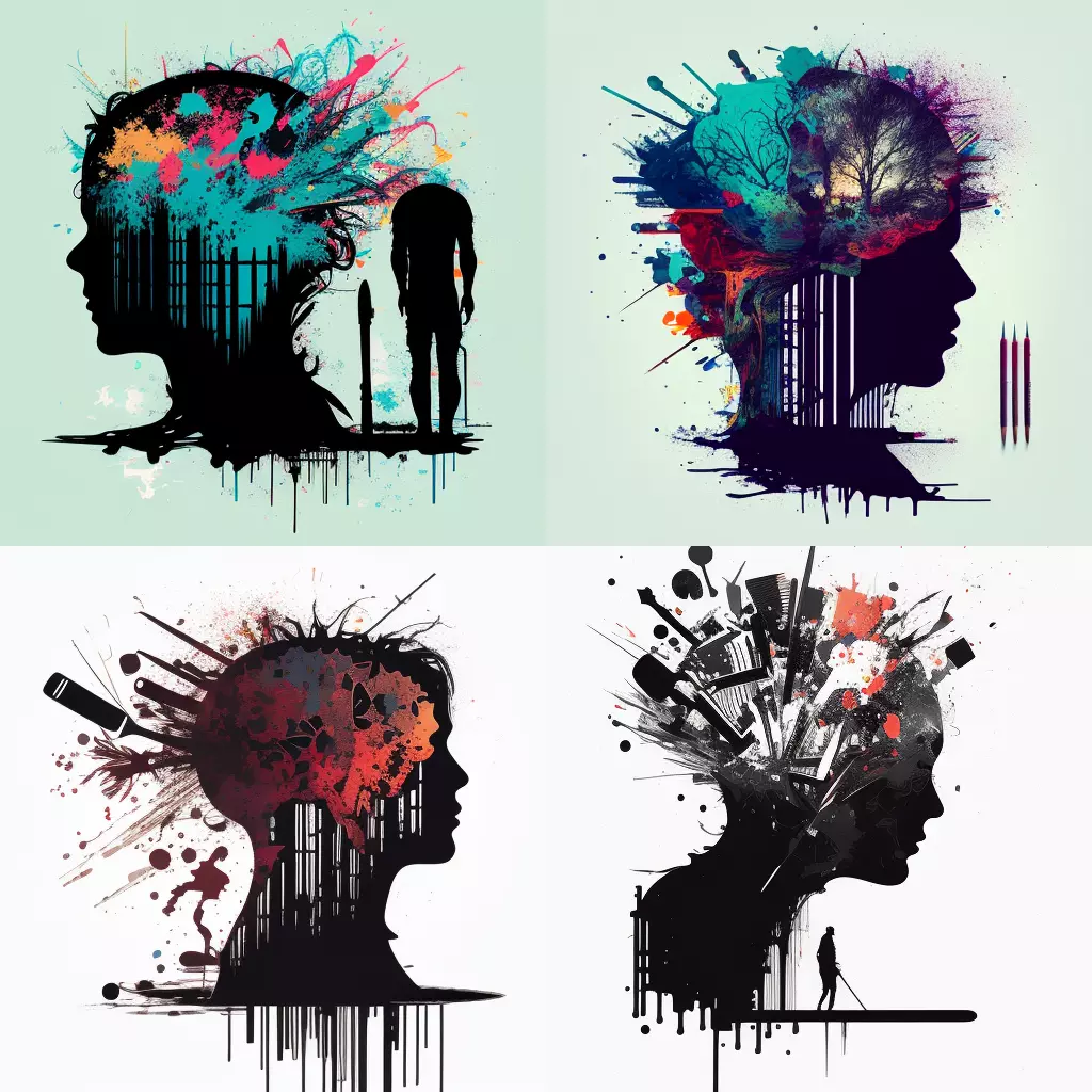 a_silhouette_with_open_brain_which_is_half_real